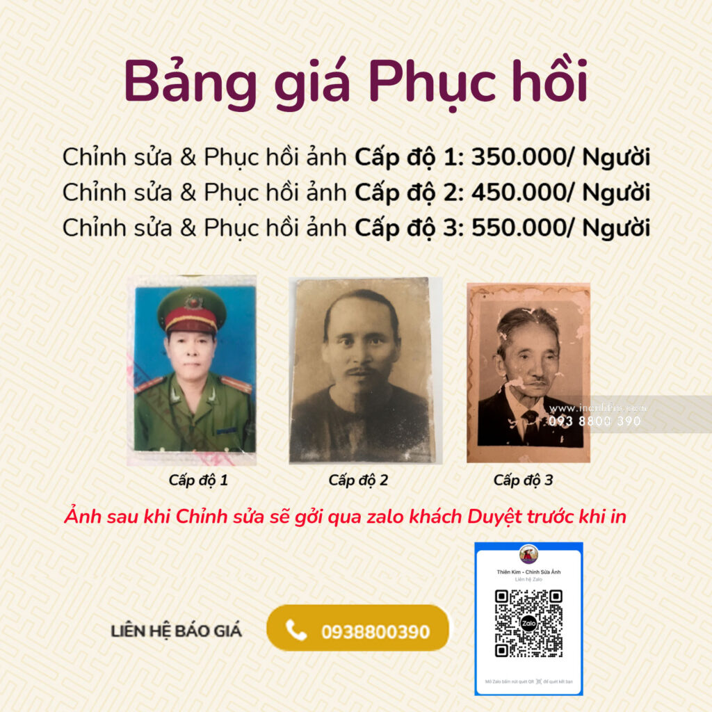 Bảng giá phục hồi ảnh cũ